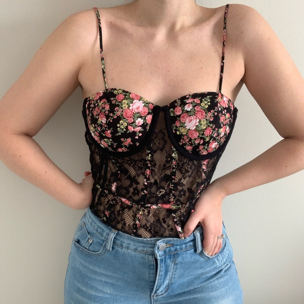 Floral Lace Bustier bodysuit